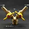 Hose Brab DN15 1/2" BSPP Female To Male Straight Y-type Splitter  Brass Ball Valve Air Fuel Gas with Yellow Butterfly Handle