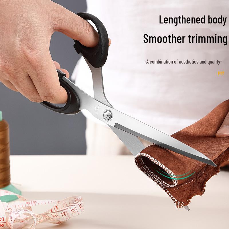 Large Stainless Steel Tailor Scissors with Plastic Handle for Cutting Fabric, Leather, Rope, and Line