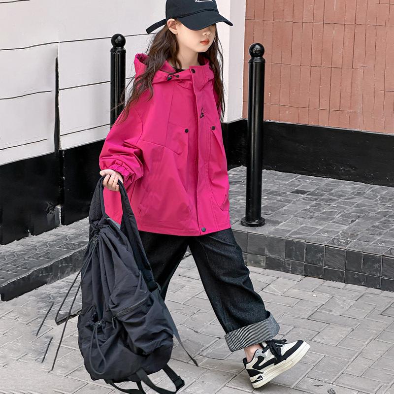 2025 Mädchen Trendige Lockere Windjacke: Stilvolle Outdoor-Jacke für Kinder für Frühling und Herbst