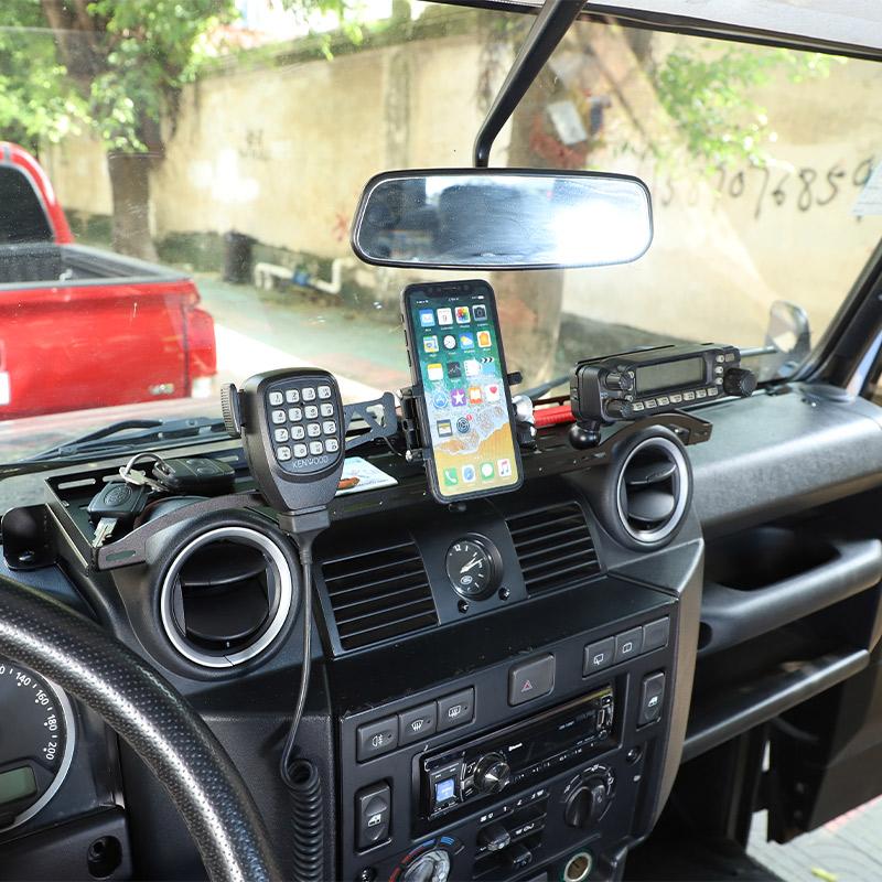 Metal Black Car Dashboard Multi-function Storage Frame Mobile Phone Holder For Land Rover Defender 90 110 2004-2019 Accessories