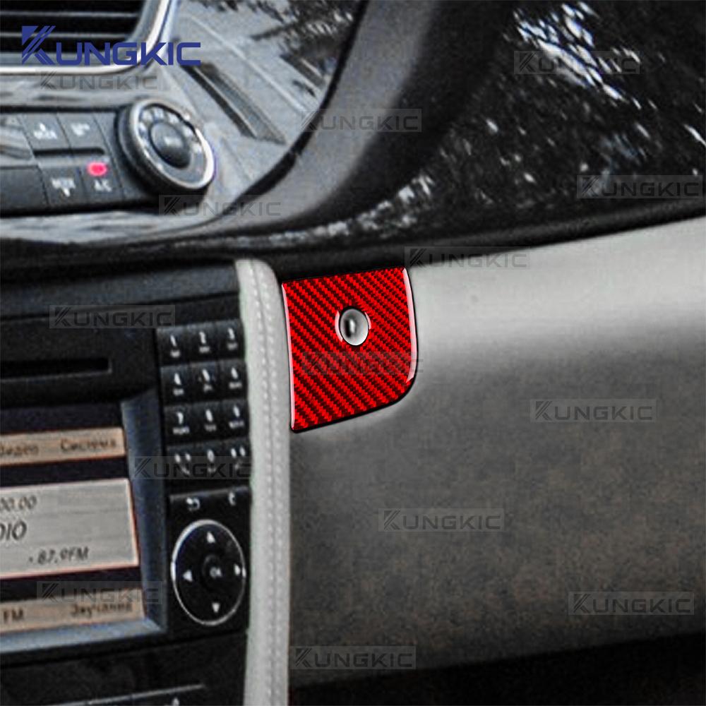 Real Soft Carbon Fiber For Mercedes CLS C219 2004-2010 Co-pilot Glove Box Switch Decor Trim Sticker Auto Interior Accessories