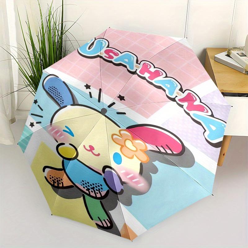 

UsaHana,Bunny Automatic Folding Umbrella Simple 8 Rib Design, Bright Cartoon Pattern, Durable Iron Frame, Suitable For Travel, Outdoor, Beac
