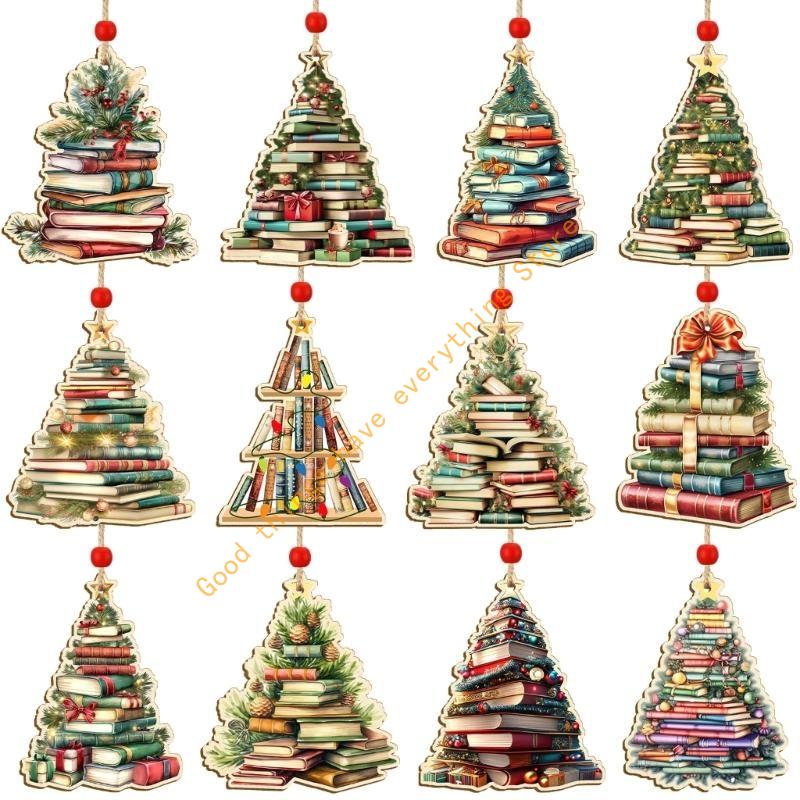 Wooden Christmas Tree Decorations Natural Handcrafted Holiday Ornament 55KF