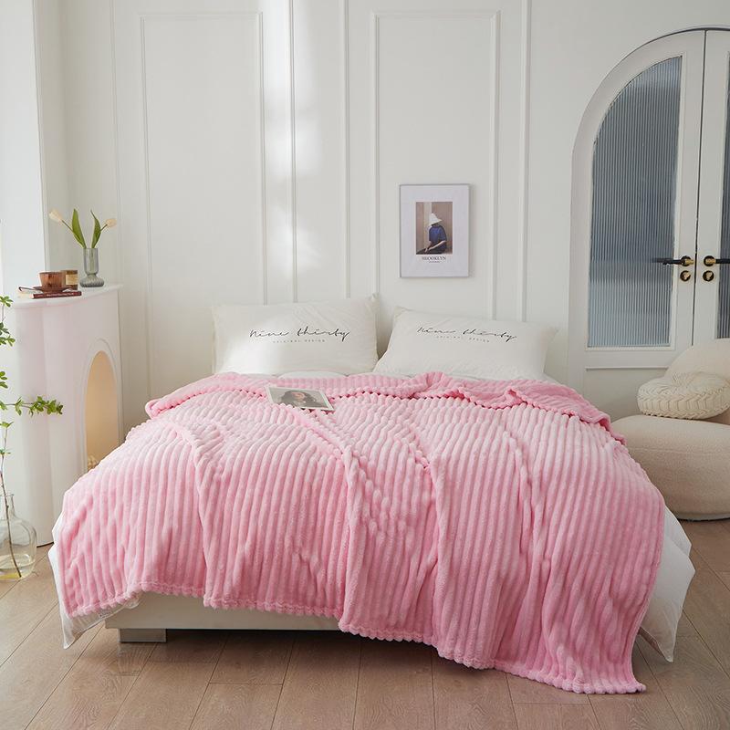 Luxury Thick Milk Velvet Extra Wide Ribbed Wool Blanket Autumn And Winter Thick Kindergarten Blanket And Office Nap Blankets