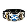 Factory National Country Flag Design Bracelet Crystal Bead Snap Button Sports National Team Jewelry Gift Leather Wrap Bracelet