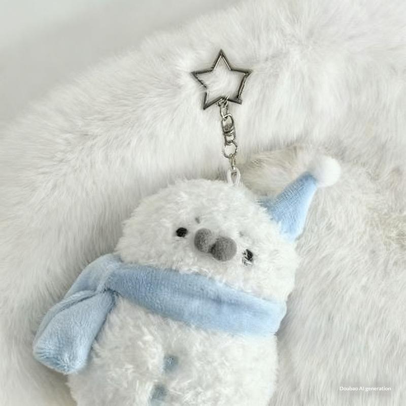 1Pcs White Seal Plushies Animal Pendant Soft Grey Seal Plush Keychain Fashion Stuffed Doll Keyring Accessories Car Ornaments