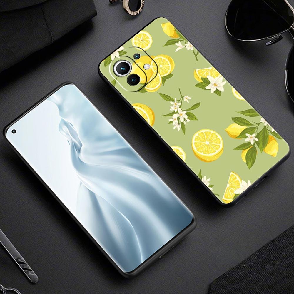 Handyhülle für Xiaomi Mi 15 14 13 12 11 Lite 14T 13T 12T 11T Pro Poco X6 X5 X3 Pro F6 F5 F4 Frucht Zitrone Schwarze Hülle
