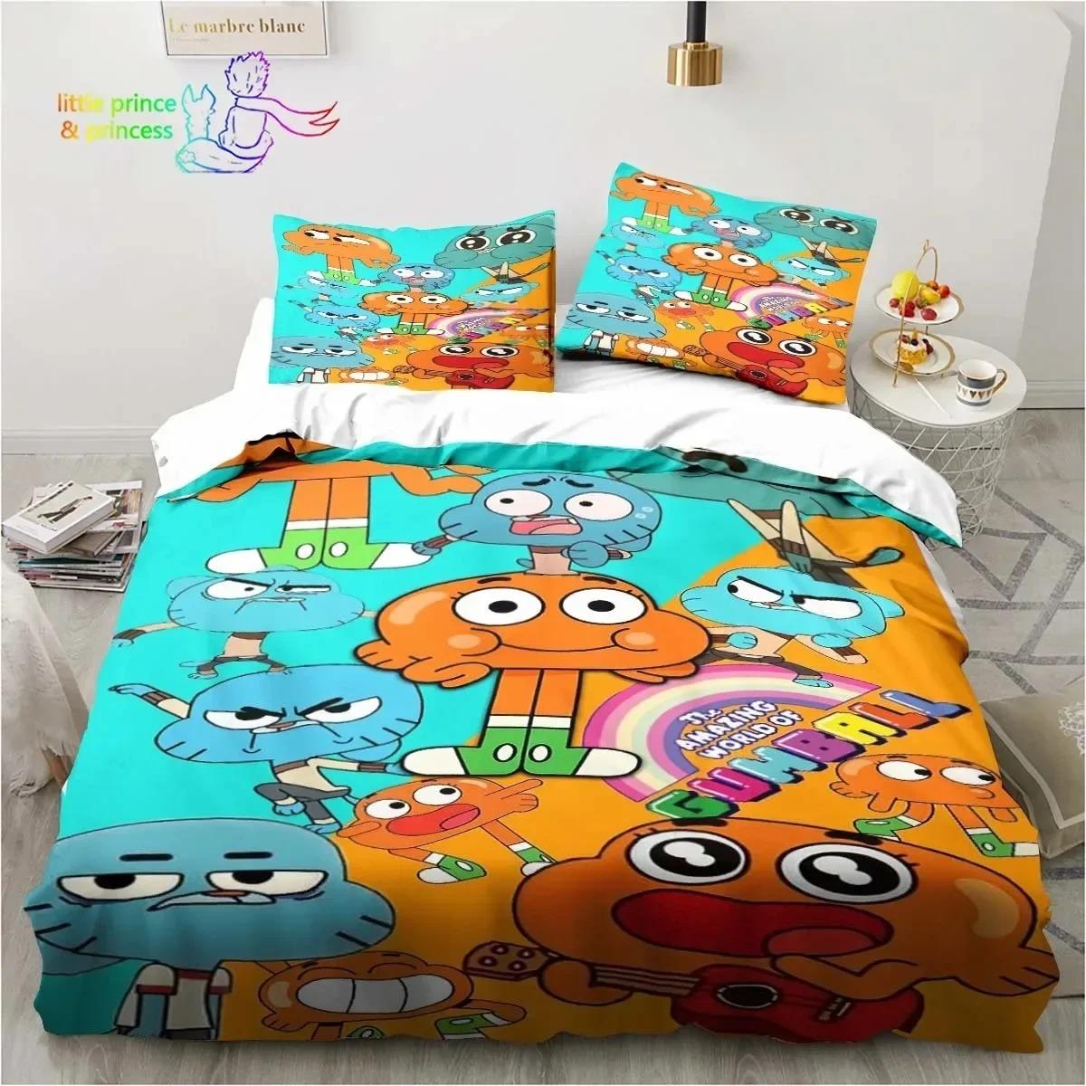 

Amazing World Gumball 3D Printed Комплект постільної білизни Single Twin Full Queen Size Bed Set Adult Kid Bedroom Spaling Set EU SuperKing 260x220