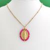 QMHJE Virgin Mary Stainless Steel Pendant Necklace Women Choker Beads Chain Oval Round Charm Gold Color Jewelry White Black