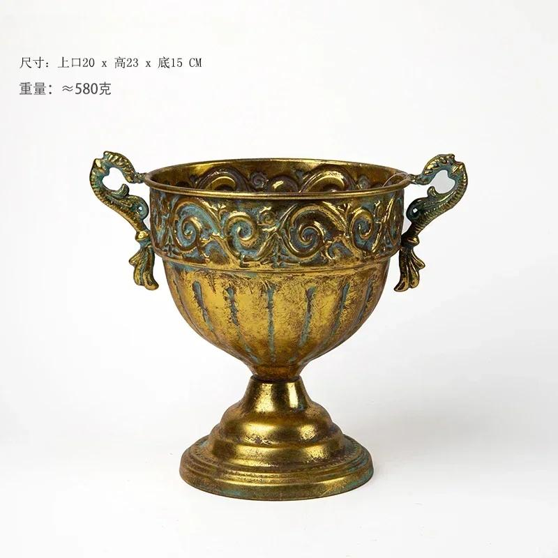 Household Classic Stemware Flower Ware Classic Vintage Vase Huaweng Flower Pot Iron Flower Arrangement Ware Photo Display