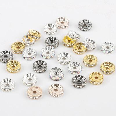 Electroplated White Diamond Inlaid Car Wheel Ring Spacer Beads - Copper Jewelry Accessories