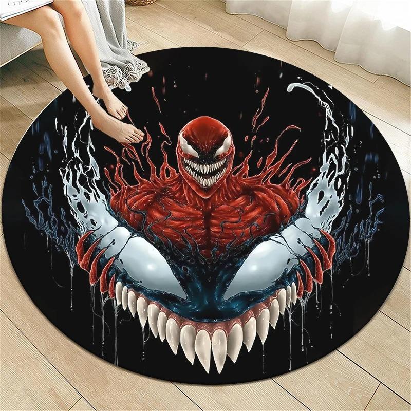 Disney Venom Movie HD Printed Round Carpet Living Room Sofa Chair Bedroom Rugs Flannel Anti-Slip Scary Home Decor Mat