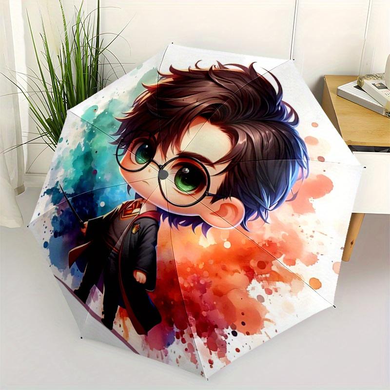

1pc Harry Potter Inspired Automatic Opening Folding Umbrella - Portable 3-Fold Design with 8 Ribs, Outdoor, for Fans, Travelers & Daily Use - Per