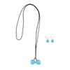 Women Fashion Stone Pendant Necklace Earrings Set Charming Love Round Shape Pendant Necklace