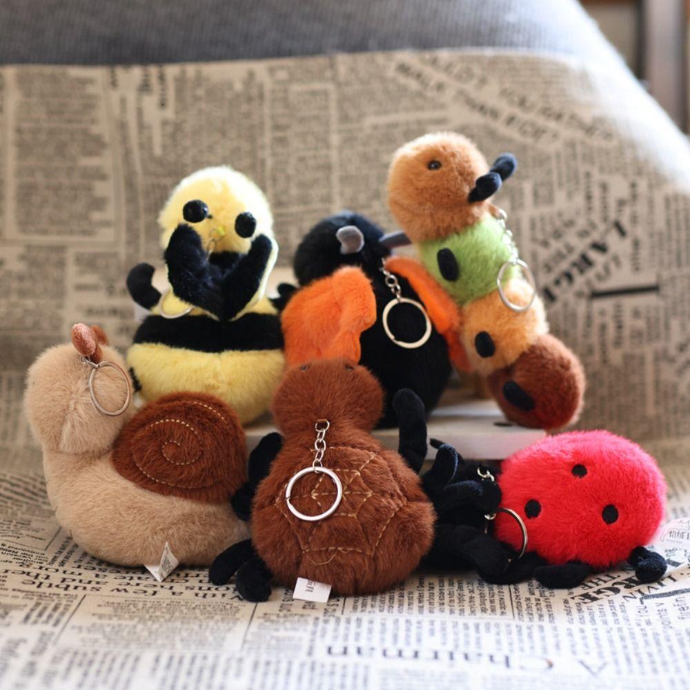 Breloc Păpușă Insectă Păianjen Mic Animal de Pluș Melc Albină Inel Chei Jucărie de Pluș Insectă Cadou de Ziua de Naștere
