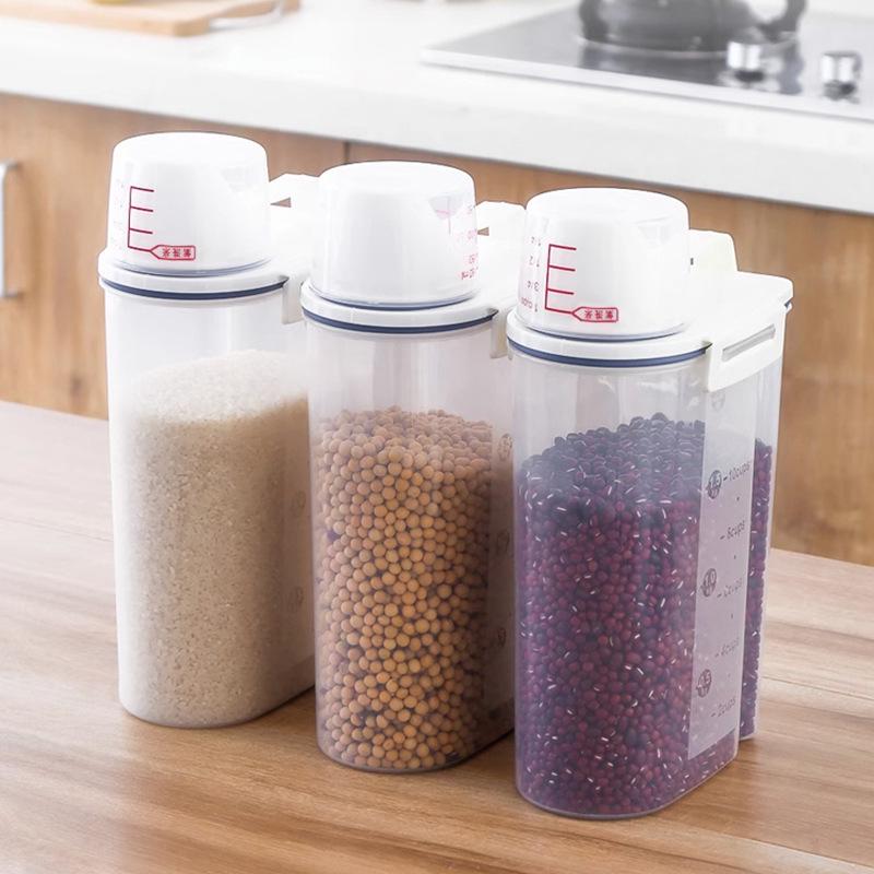 Transparent Japanese Rice Storage Bucket - Large Capacity, Insect-Proof, Double Buckle, Multi-Purpose for Grains & Cereals