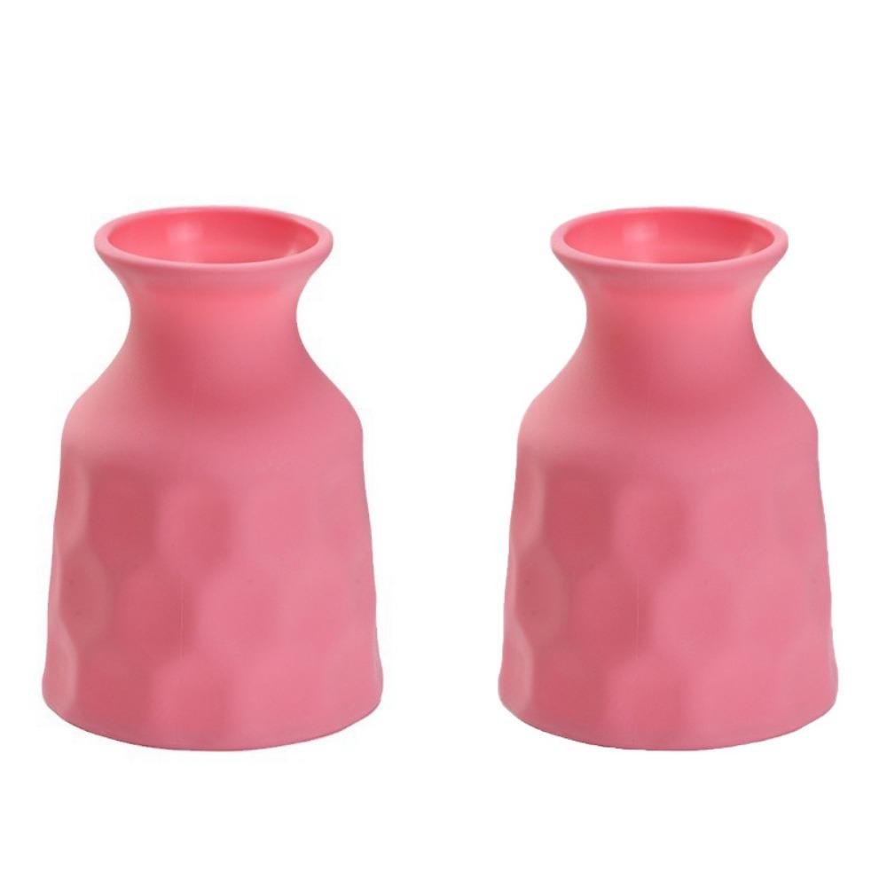 

2 Pcs Cute Short Neck Flower Vase Durable Plastic Vase Ornaments Hydroponic Plant Vase Restaurant розовый