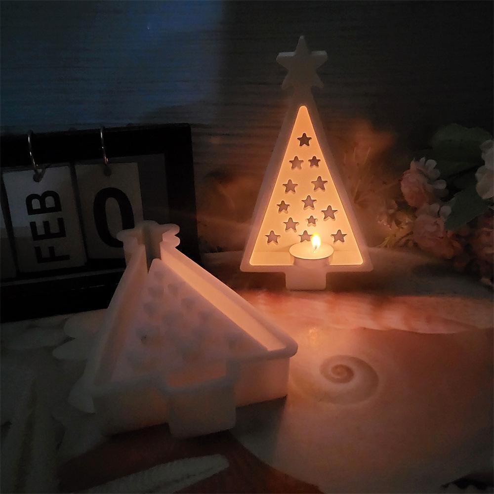 3D Cute Christmas Tree Decoration Silicone Mold DIY Handmade Aromatherapy Plaster Christmas Lights Tree Resin Drop Glue Mold