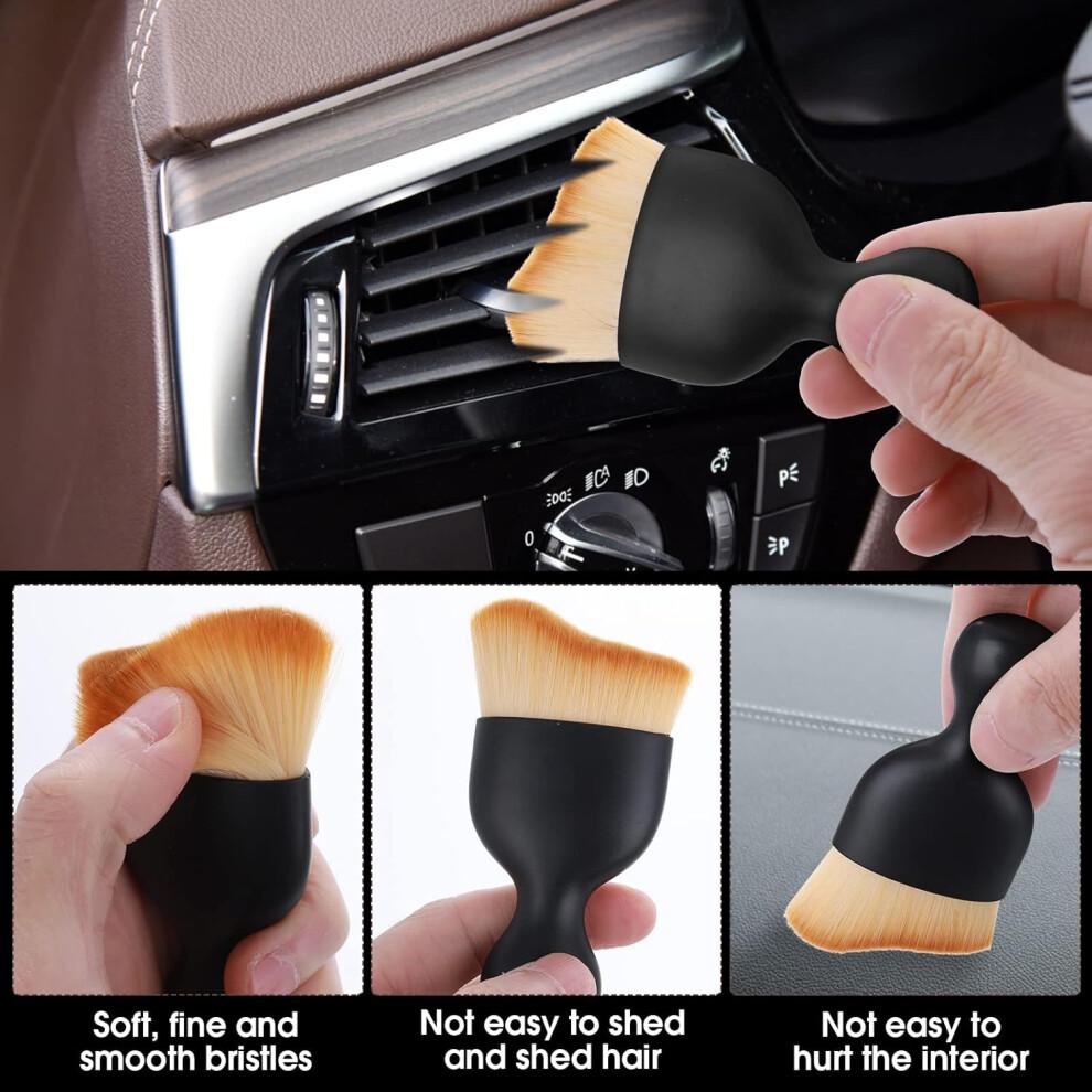 2 Pack Car Interior Cleaning Soft Brushes (Black) - Scratch free, car cleaning brush dusting soft bristles, dashboard air outlet gap dusting brush, fo