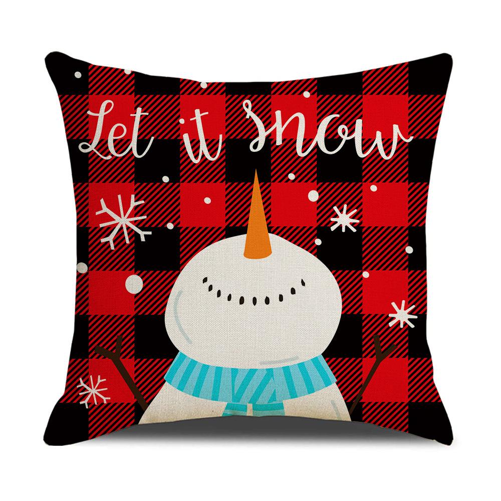 Home Furnishings Cartoon Christmas Pillow Cover Nordic Plaid Linen Cushion Cover Sofa Cushion