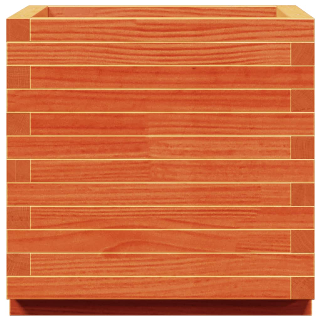 Plant Pot Wax Brown 50 X 50 X 49.5 Cm Solid Pine Wood