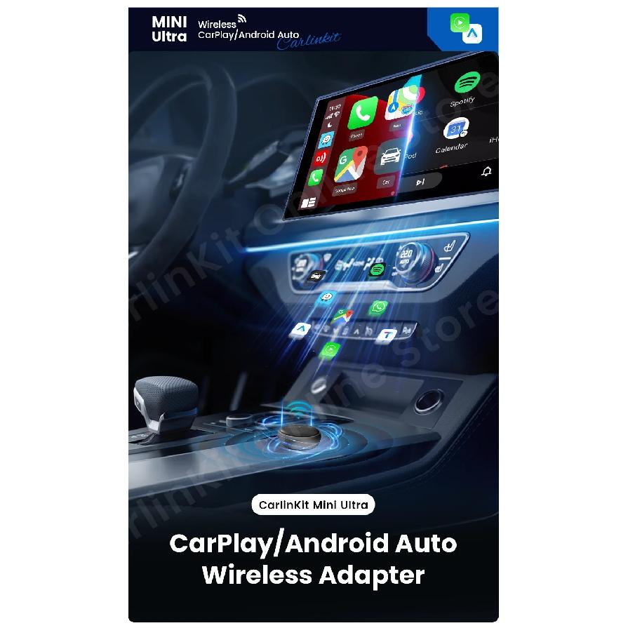 CarlinKit Mini Ultra 3 Wireless CarPlay Android auto Adapter for Car infotainment Upgrade BT 5.4GHz Wifi 5.8GHz OTA Compact