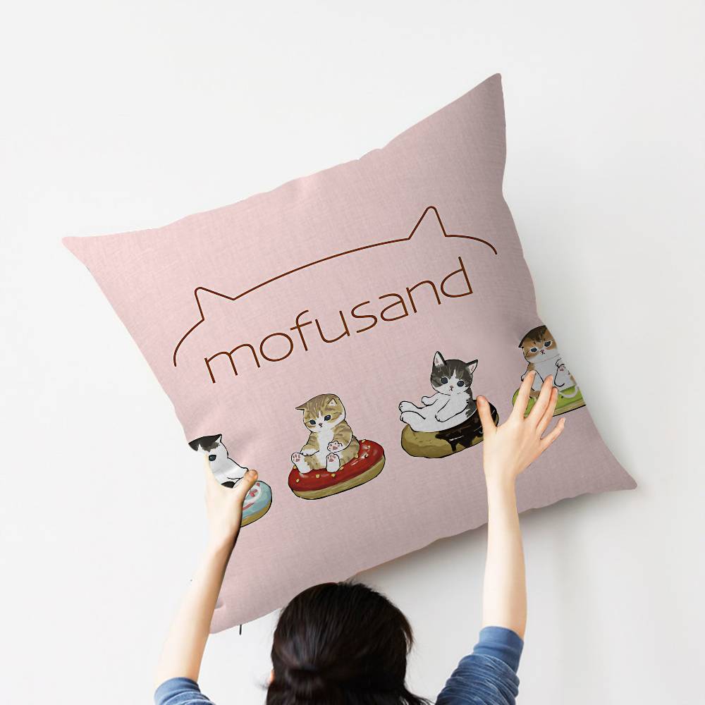 Popular Cute M-Mofusand Cat Cushion Cover Pillow Cover Decor Pillowcase Printed Cushion Case For Couch