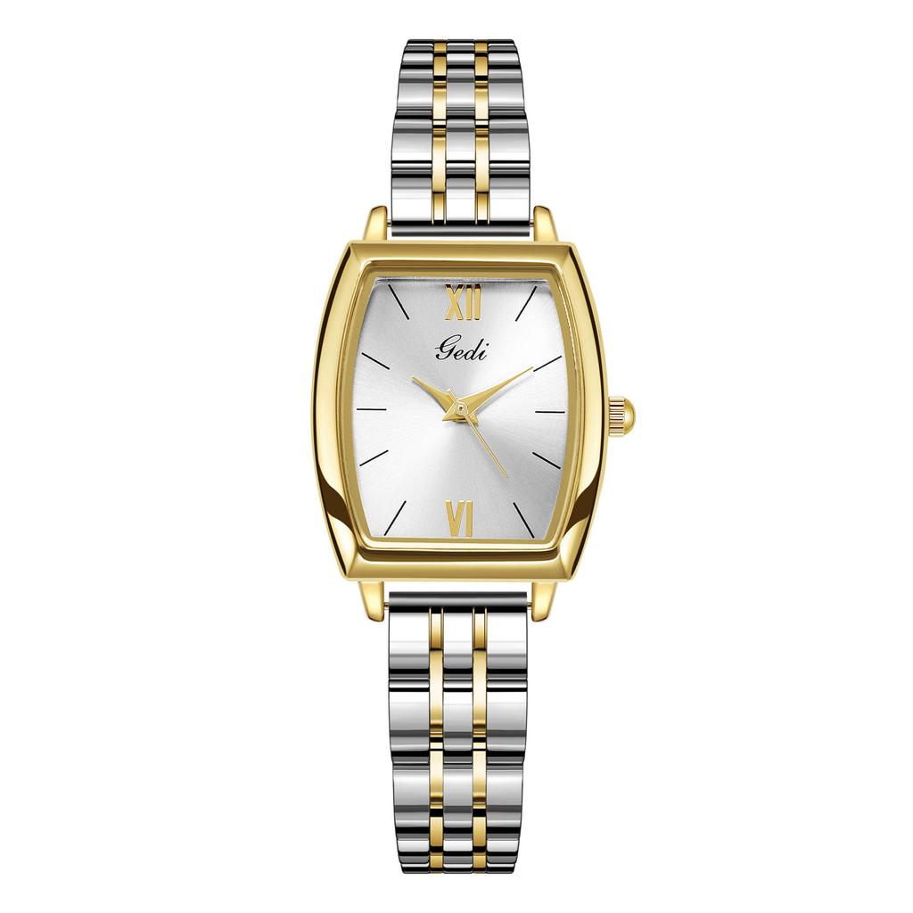 Simple Retro Wine Barrel-Shaped Women'S Watch Niche High-End Stainless Steel Watch Quartz Women'S Watch