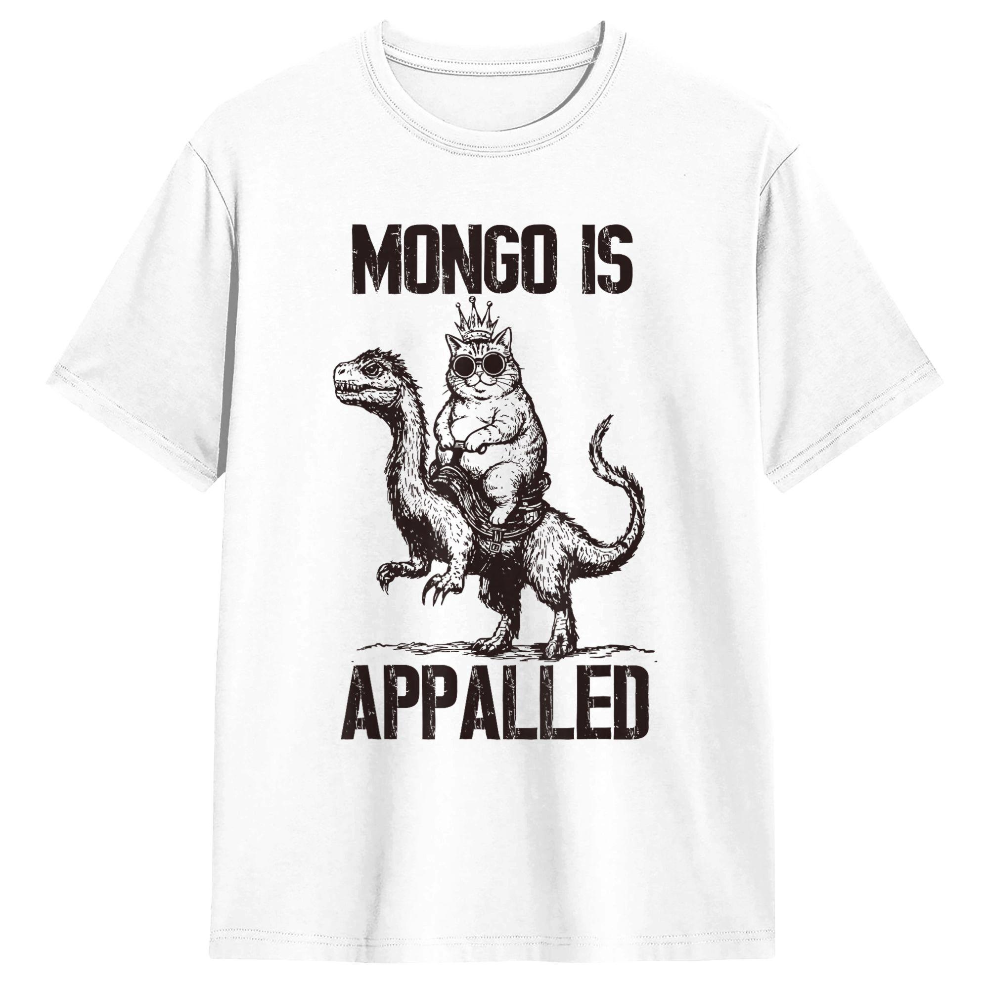 Humor Retro Mongo is Appalled Princess Cat Riding Dinosaur TShirt for Unisex Crewneck Cotton T Shirt Short Sleeve Tee Shirt S