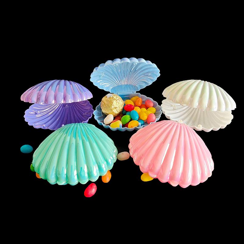 1Pc Nette Shell Kunststoff Candy Box Make-Up Schmuck Lagerung Boxen Hochzeit Geburtstag Baby Dusche Geschenk Box Party Favor Decor