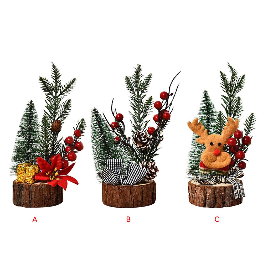Mini Christmas Tree With LED Light Small Pine Tree Table Xmas Decor Gifts