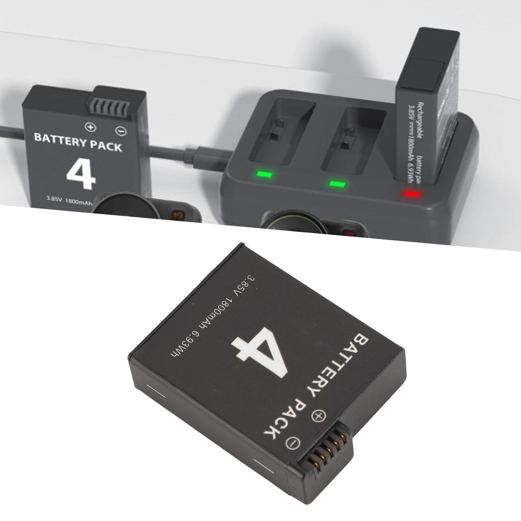 Battery Replacement for Osmo Action 3 4 Camera 3 Slots Quick Charger 2PCS 1800mAh Battery Type C Cha