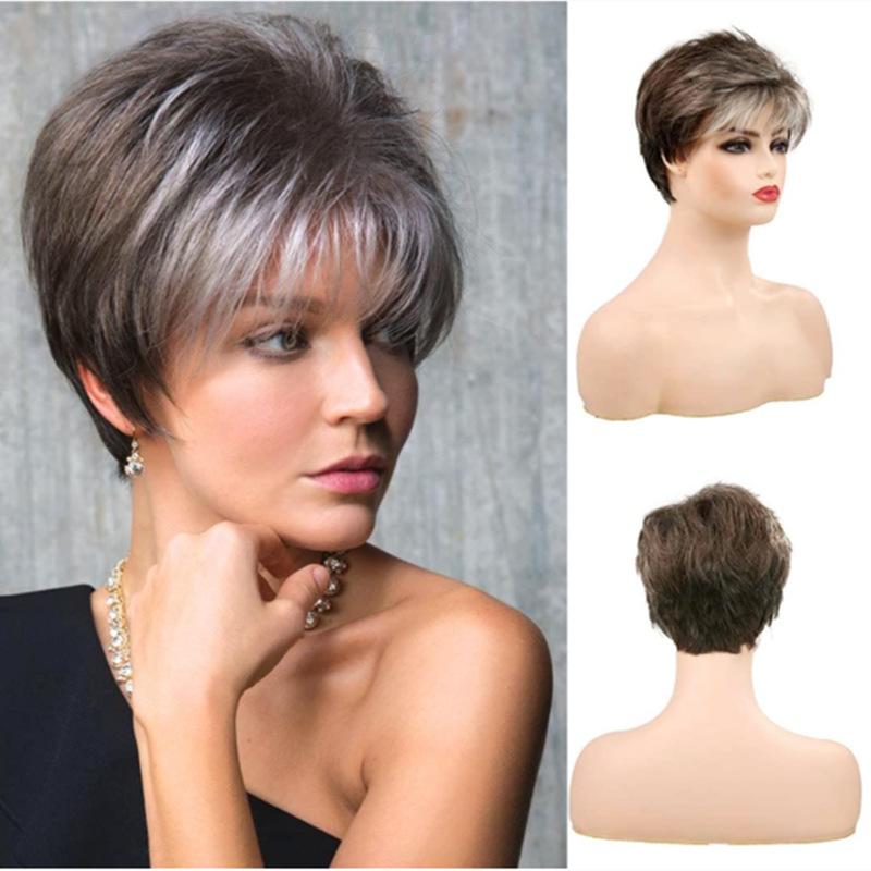 Новый короткий женский прямой парик с пушистой короткой прямой челкой