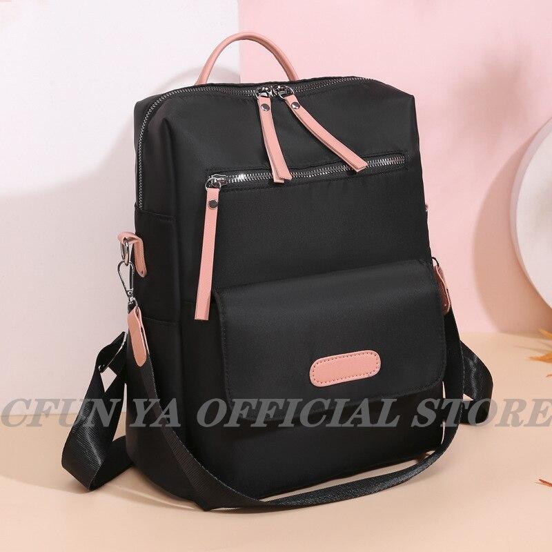 Black Women's Backpack School Bags Oxford Waterproof Anti-Theft Backpacks Casual Travel Female Handle Bag Rucksack