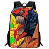 Printed Two-Dimensional Chainsaw Man Schoolbag, Primary School Student Cartoon Chaaw Man Backpack