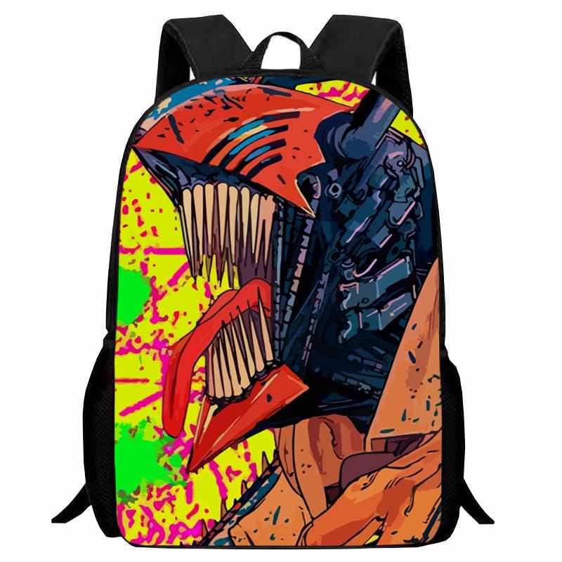 Printed Two-Dimensional Chainsaw Man Schoolbag, Primary School Student Cartoon Chaaw Man Backpack