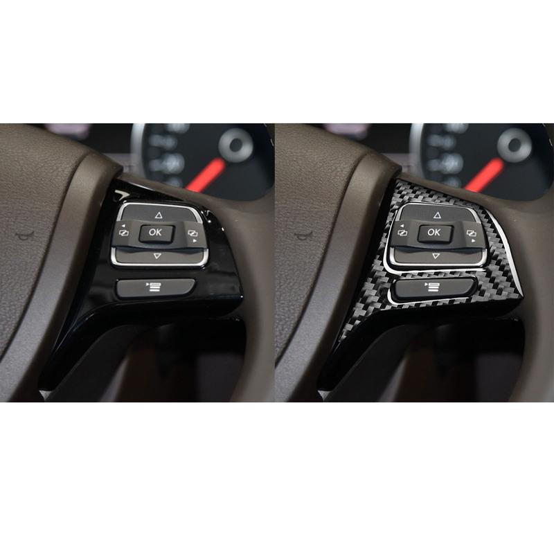 Carbon Fiber Car Accessories Driver Wheel Button Cover Sticker For VW Touareg 7P MK2 2011 2012 2013 2014 2015 2016 2017 2018