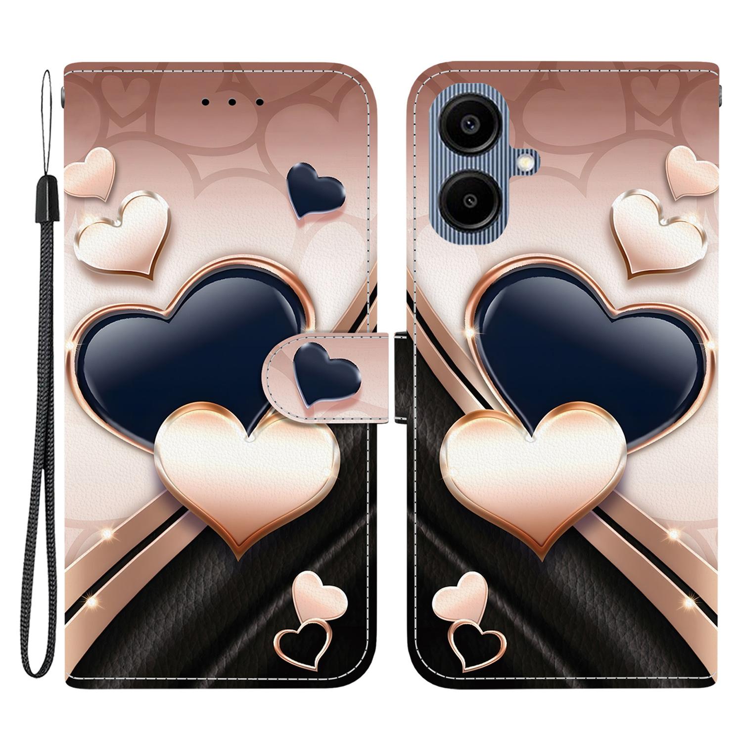 

Leather Case For Samsung Galaxy A07 4G/A06 5G/A06 4G Stand Wallet Pattern Printing Phone Cover with Wrist Strap Love