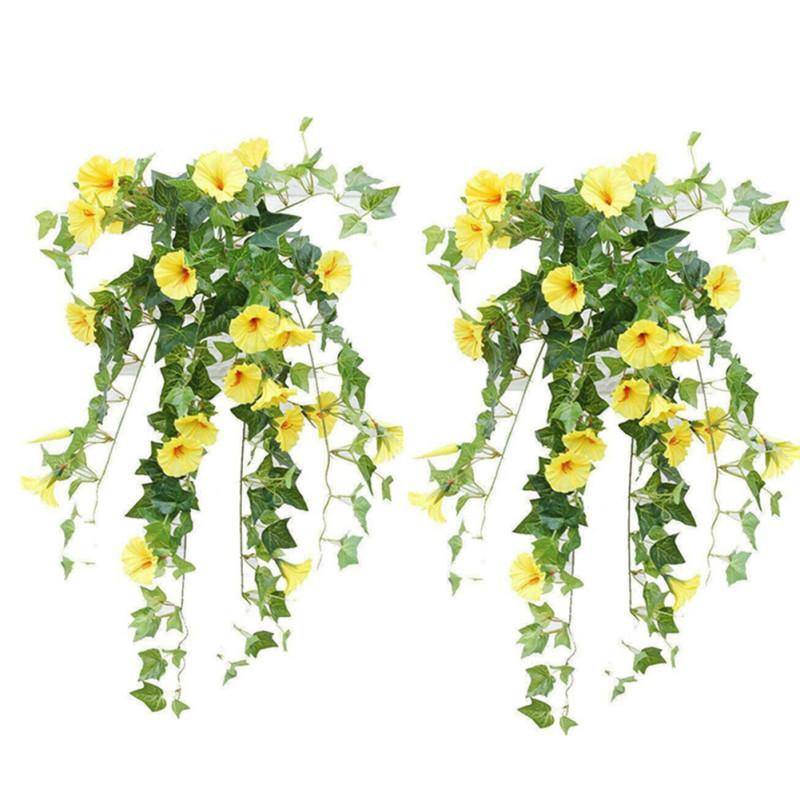 2 Stück Künstliche Ranken Simulation Morning Glory Hängende Gefälschte Grüne Pflanze Für Hausgartenzaun
