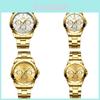 Elegant Golden Couple Watch Waterproof Steel Strap Business Quartz Watch For Couples