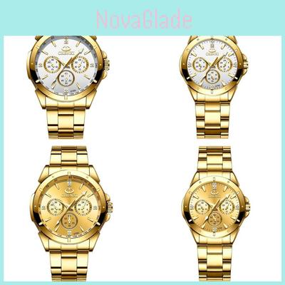 Elegant Golden Couple Watch Waterproof Steel Strap Business Quartz Watch For Couples
