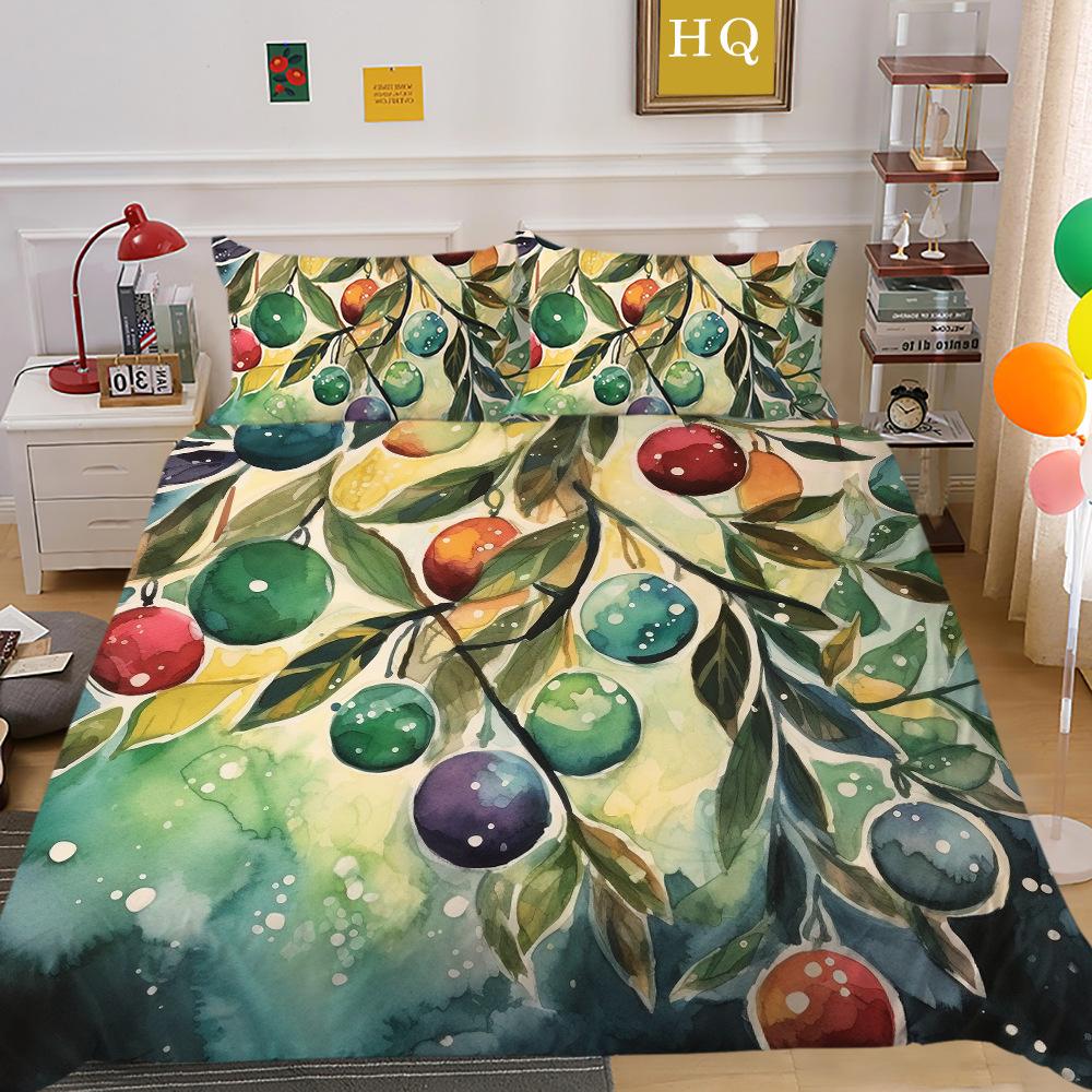 Weihnachtskutsche 3D-gedruckter Polyester-Kissenbezug Bettdeckenbezug Zwei- oder Dreiteiliges Set