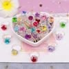 Children's Adjustable Rhinestone Ring Set - Gift Box of Gemstone Finger Jewelry for Girls