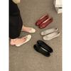25 spring niche round head ballet shoes flat bow light mouth single shoes French retro patent leather small red shoes