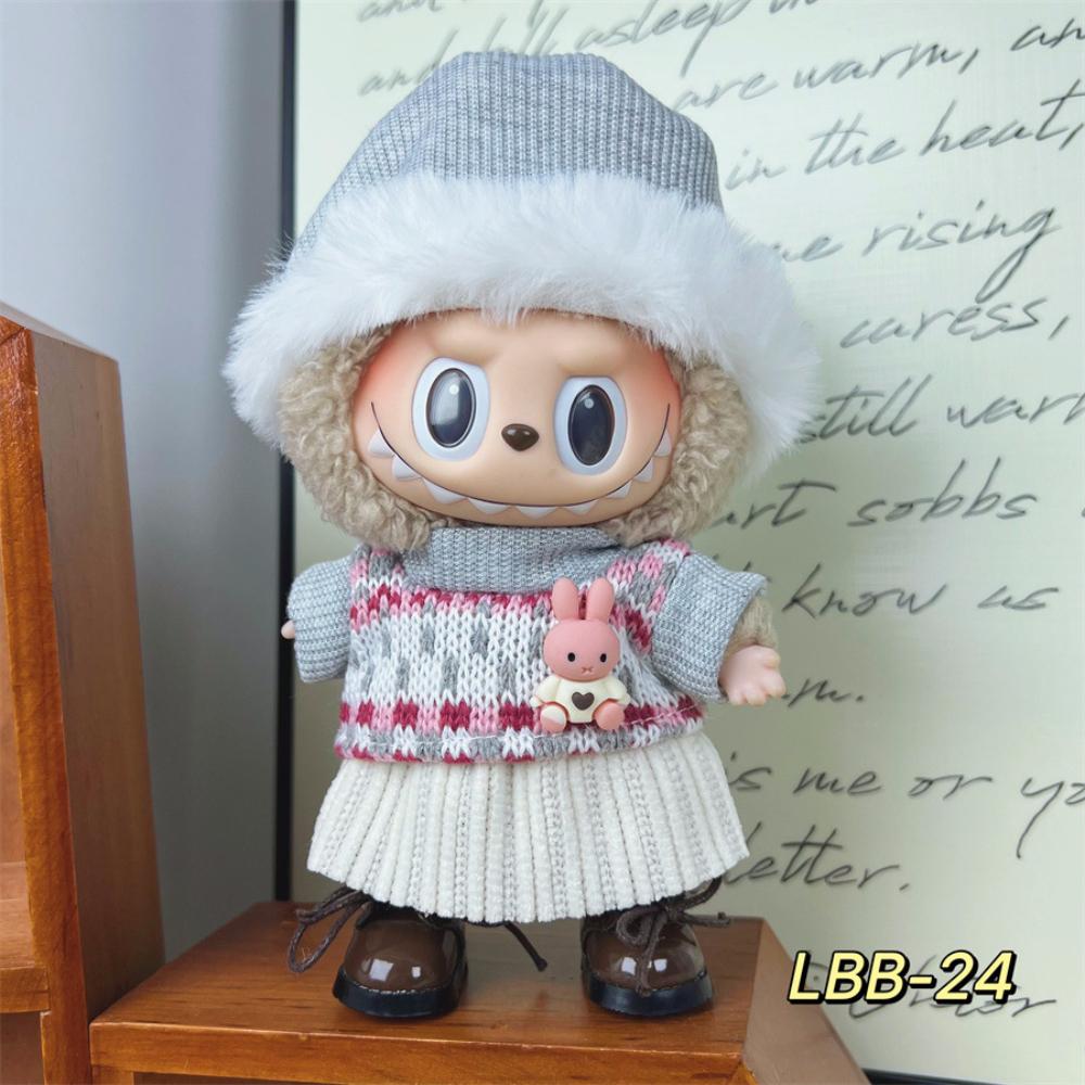 Cute Fashion Clothes Set 17cm Blind Box Doll Dress Up Accessories 1.0 2.0 3.0 For Labubu [No Doll,Only Clothes]