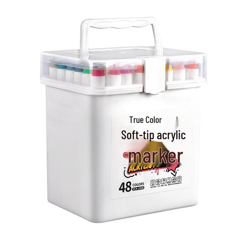 True Color Soft Tip Markers and Stackable Acrylic Brushes for Kindergarten Painting