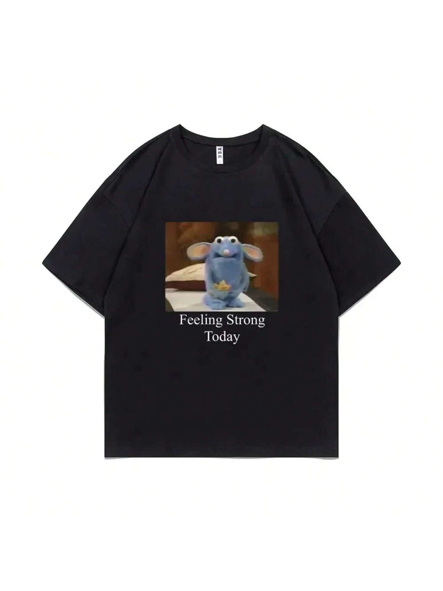 Tutter Feeling Strong Today T-Shirt Anxious Tutter Tshirt Funny Mouse Graphic T Shirts unisex Wounisex Casual Oversized Short Sleeve S разноцветный