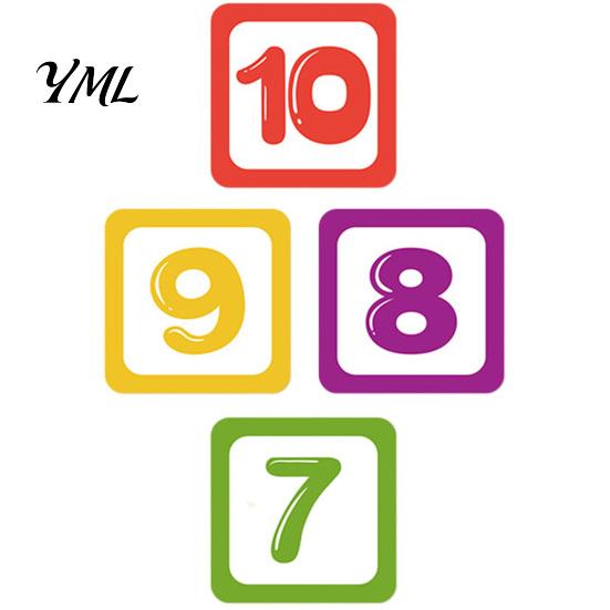 PVC Wall Sticker Hopscotch Game Floor Sticker, 1-10 Number Self-Adhesive Decal, Waterproof for Home Kindergarten Classroom Indoor