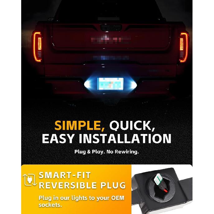 LED License Plate Lights Fit 2014- Chevy Silverado GMC Sierra - Ice Blue