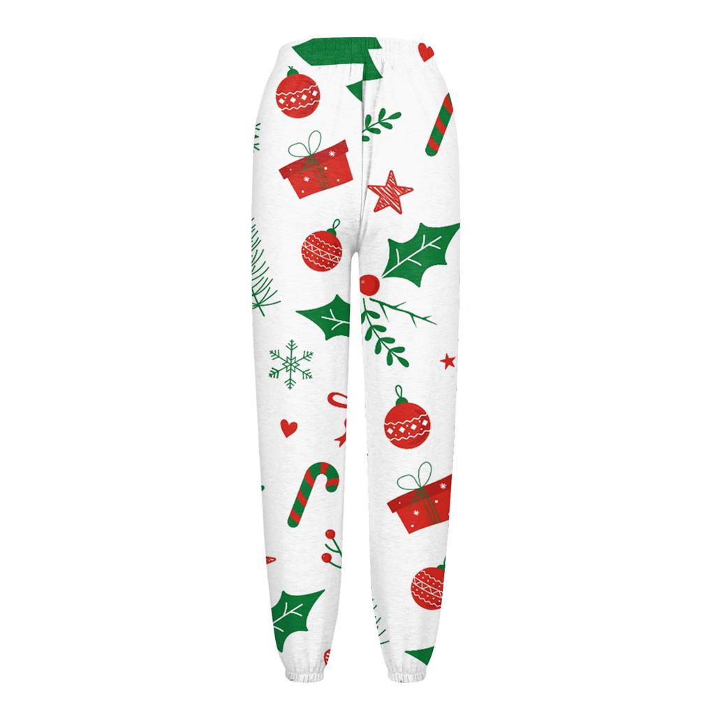 Women's Casual Fashion Christmas Printed Casual Sweatpants Elastic Waist Drawstring Pants